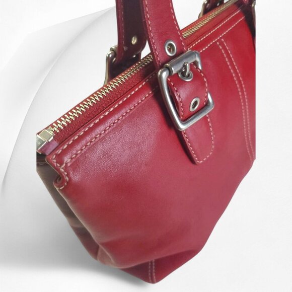 COACH Vintage Legacy Zip Satchel in cherry red. - Picture 2 of 13